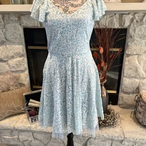 Disney Blue Fit and Flare V-Neck Dress